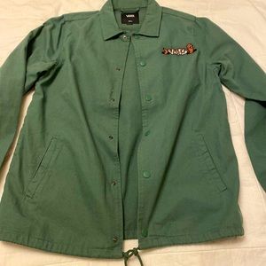 Vans jacket green with worm design.